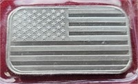 1 oz Silver American Flag Design Bar -.999