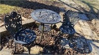 3pc Cast Aluminum Metal Patio Table and Chairs
