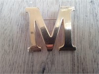 Vintage Anne Klein Gold Tone Letter "M" Brooch