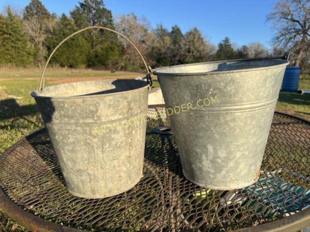 Pair of galvanized feed buckets-good bottoms