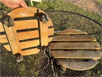 Pair of slatted flower pot caddies