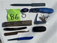 Key chains, knives, razor, etc