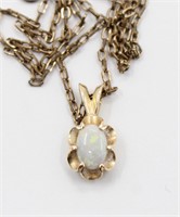 14K Gold & Natural Opal Pendant