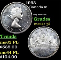 1963 Canada Silver Dollar 1 Grades Choice Unc+ PL