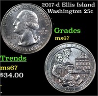 2017-d Ellis Island Washington Quarter 25c Grades