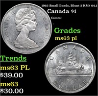 1965 Small Beads, Blunt 5 Canada Dollar KM# 64.1 1