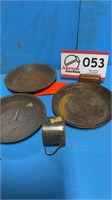 Tin pie plates and cup