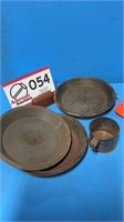 Tin pie plates and cup