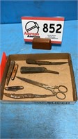 Assorted pocket knives and scissors