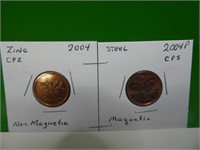 2004 Copper Zinc Penny & Copper Steel Penny