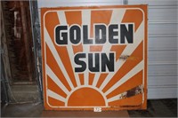 Golden Sun metal with wood backing sign