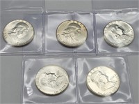(5) 1961 Franklin 90% Silver Half Dollars