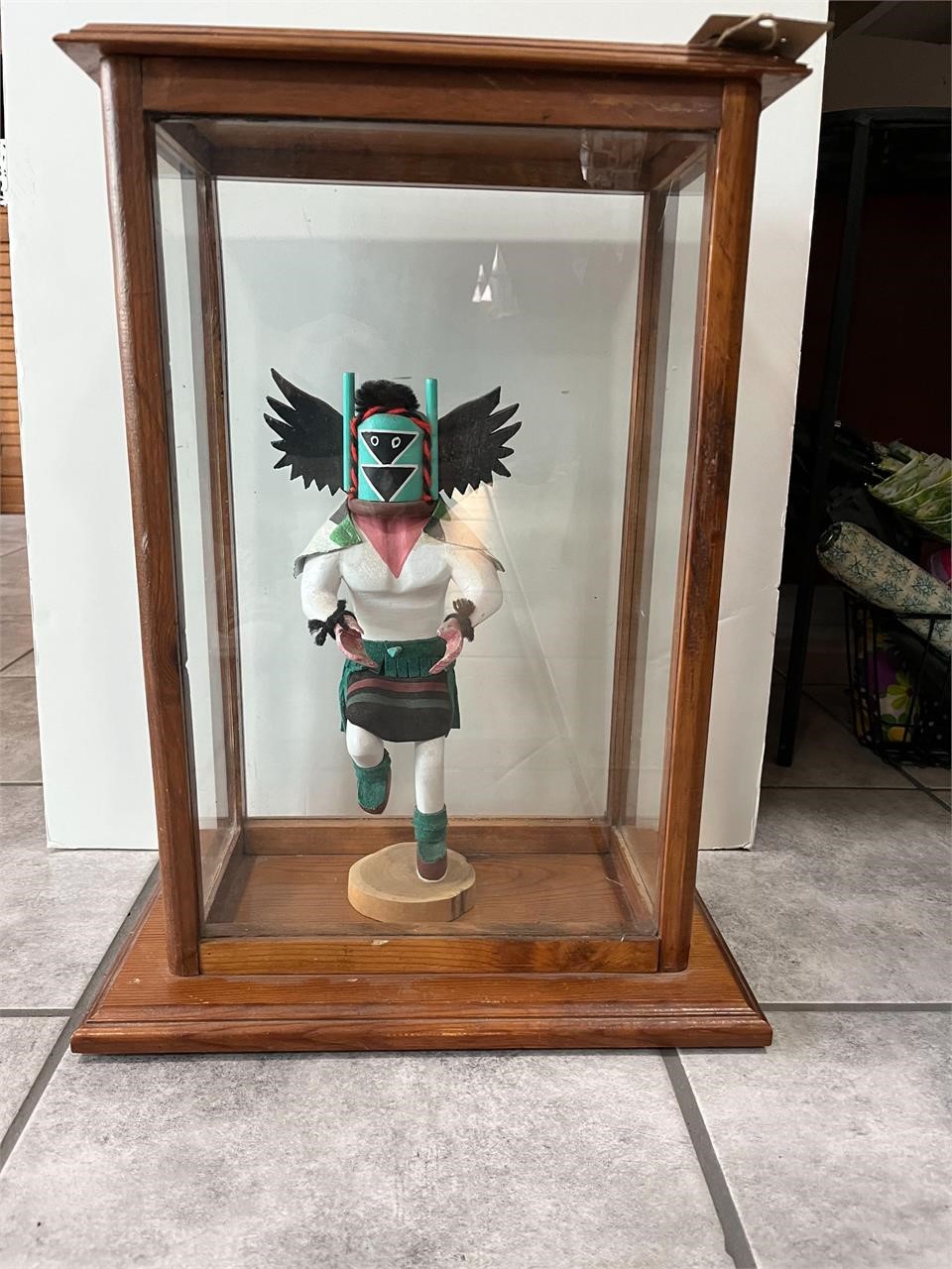 Native Doll Signed in Glass Case