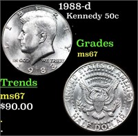 1988-d Kennedy Half Dollar 50c Grades GEM++ Unc