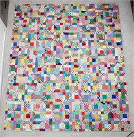 Vintage Hand Stitched Colorful Scrappy Quilt