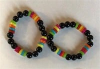 set of Elastic  Bracelets Multi Colored