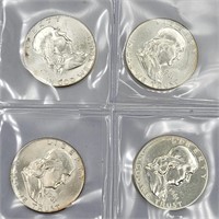 (4) 1961 Franklin 90% Silver Half Dollars