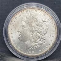 1884-CC Morgan Silver Dollar - AU