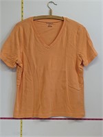 Liz Claiborne Peach V Neck Shirt (L)