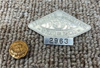 1936 Iowa Chauffeur badge & 25yr service pin