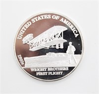 1 Troy OZ .999 Fine Silver Wright Brothers Round