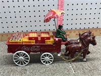 Cast iron coke wagon and horses