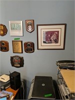 Fireman's Plaques On The Wall Bulletin Board