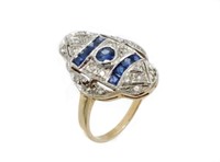 Art Deco style sapphire & diamond set 9ct gold