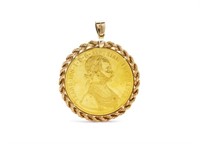 Franz Joseph 4 ducat gold coin pendant