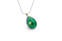 Theo Faberge enamel & silver egg pendant