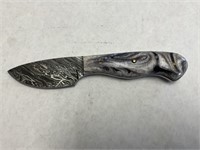 Custom 6 1/2” Damascus Gray Composite Skin Knife