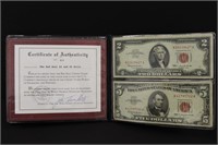 1953 Red Seal $2 & $5 Bills