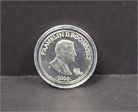 2000 Liberia Franklin Roosevelt $5 Coin