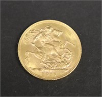 1917 Great Britian Gold Sovereign Coin