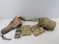 WWII US Pistol Web Belt and Gear – contains a