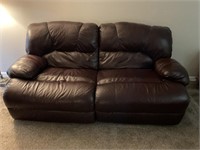 86"Lane leather couch with dual electric recliners