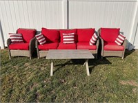 4 PC plastic wicker outdoor patio set with couch,