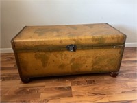 Flat top blanket chest with map decor