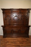 3 PC. queen size walnut tall back bed with