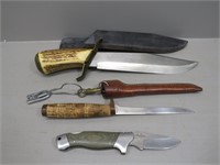 (3) Knives – unmarked 14.5” heavy stag handled