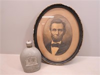 Early Oval Framed Print of Abraham Lincoln and a