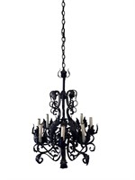 Painted Ornate French Iron Hanging Light Fixture