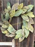 Faux magnolia leaf wreath - very pretty