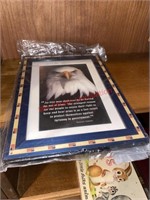 American flag picture frame and bald eagle (back