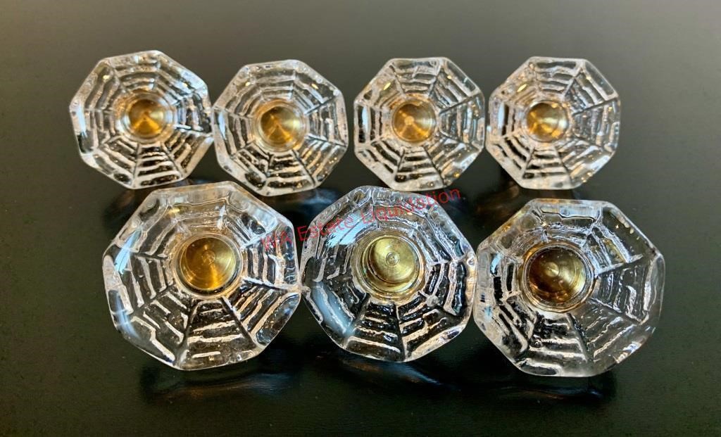 Vintage Glass and Brass Dresser Knobs (Madison)