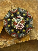 Vintage Italian Mosaic Round Brooch