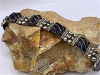 Mexican Sterling Silver & Onyx Bracelet Vintage