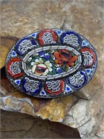Italian Oval Mosaic Pin / Brooch