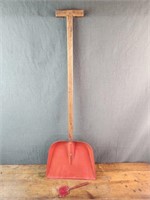 Pair Toy Shovels Red Metal Wooden Handle