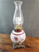 Electrified Oil Lamp Hurricane Cast Brass Base